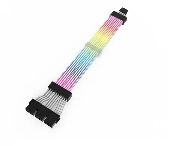 2025/12/1000384909.jpg ASIAHORSE 16AWG GPU 12VHPWR 12-Pin to 4-Pin 1-to-3 ARGB Extension Cable – 340mm, Dual LED Module, 54 LEDs, Silicone + Silver-Plated Wire, Black