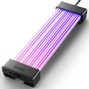 ASIAHORSE Aurora Pro RGB Cable Cover – 108 LED Beads, 3×8 Pin, Ultra-Soft Silicone, 5V 3-Pin Sync, Controller & Remote, Black, EU Design Patent