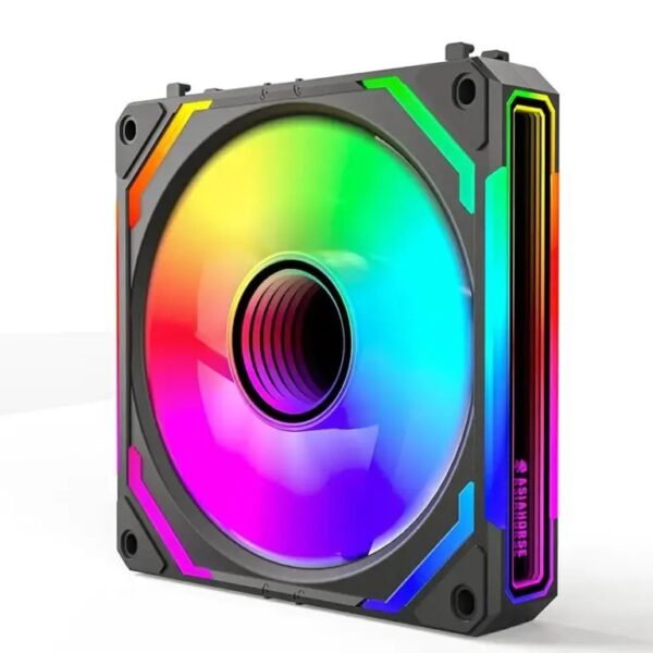 2025/12/1000384929.jpg ASIAHORSE COSMIQ ARGB 120mm PWM Fan (Forward, Black, 1-Pack) – Daisy Chain Design, 2000 RPM, 68.5 CFM Airflow, HDB Bearing, Music Sync Lighting, 50,000h Lifespan