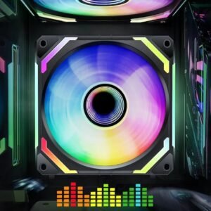 2025/12/1000384930.jpg ASIAHORSE COSMIQ ARGB 120mm PWM Fan (Forward, Black, 1-Pack) – Daisy Chain Design, 2000 RPM, 68.5 CFM Airflow, HDB Bearing, Music Sync Lighting, 50,000h Lifespan