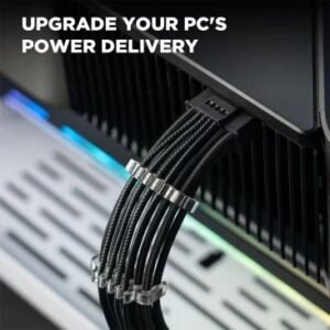 ASIAHORSE PCIe 5.0 16AWG GPU Extension Cable (12+4 Pin) – 1-End 180° Black, 300mm, Alloy Copper Gold-Plated Terminals, Compatible with RTX 3090Ti, 40 & 50 Series