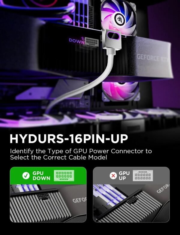 ASIAHORSE Hydrus 16-Pin ARGB GPU B Extension Cable – 700mm, 18AWG, 12V, 30A, 450W Rated Power, Premium PVC Build, Addressable RGB Lighting, White