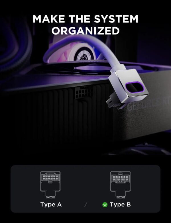 ASIAHORSE Hydrus 16-Pin ARGB GPU B Extension Cable – 700mm, 18AWG, 12V, 30A, 450W Rated Power, Premium PVC Build, Addressable RGB Lighting, White