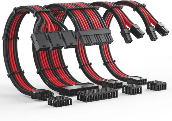 2025/12/1000384973.jpg ASIAHORSE 16AWG PCIe 5.0 4KIT to 3-End 180° GPU Extension Cable – 300mm, Alloy Copper Gold-Plated Terminals, Compatible with RTX 3090Ti, 40 & 50 Series, Black Red