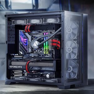 2025/12/1000384975.jpg ASIAHORSE 16AWG PCIe 5.0 4KIT to 3-End 180° GPU Extension Cable – 300mm, Alloy Copper Gold-Plated Terminals, Compatible with RTX 3090Ti, 40 & 50 Series, Black Red