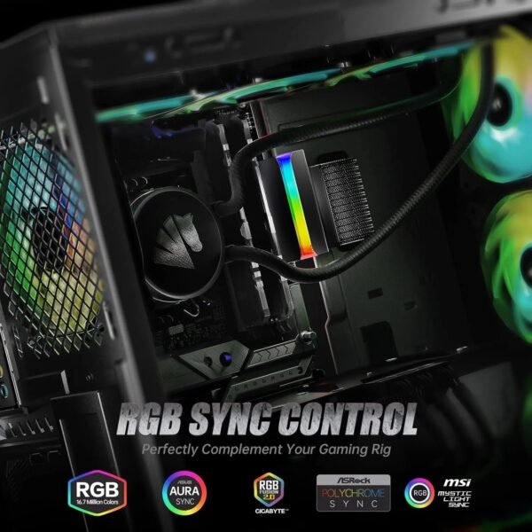 AsiaHorse 24 Pin 90° ATX Adapter with ARGB Lighting | Easy Cable Management, 5V 3-Pin Sync, 6 Addressable LEDs, Universal ATX Compatibility – Black