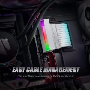 2025/12/1000384988.jpg AsiaHorse 24 Pin 90° ATX Adapter with ARGB Lighting | Easy Cable Management, 5V 3-Pin Sync, 6 Addressable LEDs, Universal ATX Compatibility – White