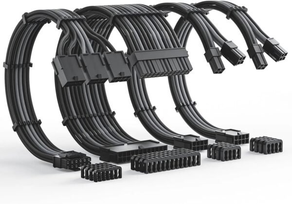 2025/12/1000385235.jpg ASIAHORSE 16AWG PCIe 5.0 4KIT to 3-End 180° GPU Extension Cable – 300mm, Alloy Copper Gold-Plated Terminals, Compatible with RTX 3090Ti, 40 & 50 Series, Black Grey