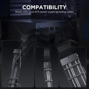 2025/12/1000385236.jpg ASIAHORSE 16AWG PCIe 5.0 4KIT to 3-End 180° GPU Extension Cable – 300mm, Alloy Copper Gold-Plated Terminals, Compatible with RTX 3090Ti, 40 & 50 Series, Black Grey