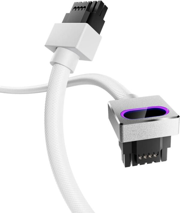 2025/12/1000385258.jpg ASIAHORSE HYDRUS 16-Pin ARGB GPU A Extension Cable 50cm – White, 18AWG, 12VHPWR, 30A Current, 450W Rated Power, PVC Build, Addressable RGB Lighting