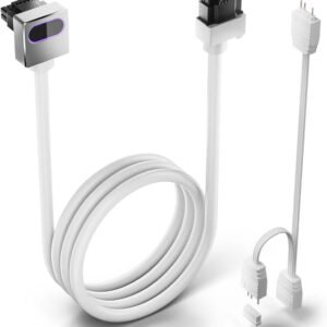 2025/12/1000385259.jpg ASIAHORSE HYDRUS 16-Pin ARGB GPU A Extension Cable 50cm – White, 18AWG, 12VHPWR, 30A Current, 450W Rated Power, PVC Build, Addressable RGB Lighting