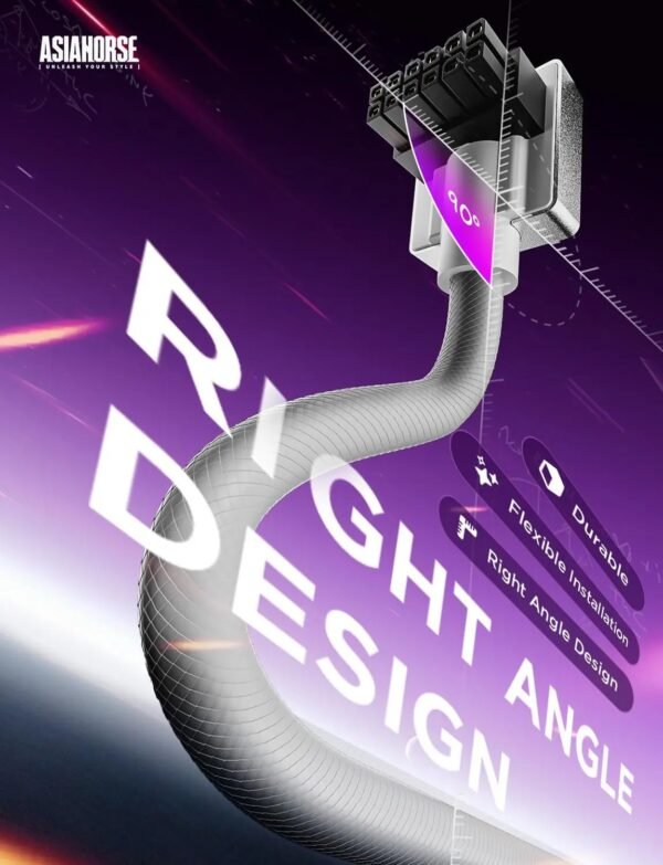 2025/12/1000385263.jpg ASIAHORSE HYDRUS 16-Pin ARGB GPU A Extension Cable 50cm – White, 18AWG, 12VHPWR, 30A Current, 450W Rated Power, PVC Build, Addressable RGB Lighting