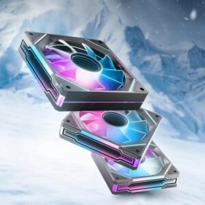 AsiaHorse AMICI GT ARGB 120mm PWM Fan 3-Pack – Forward Black, Infinity Mirror, 24 ARGB LEDs, 1800RPM, 68.5CFM, 2.0mmH2O, HDB Bearing, Low Noise 30dB, Sync-Compatible