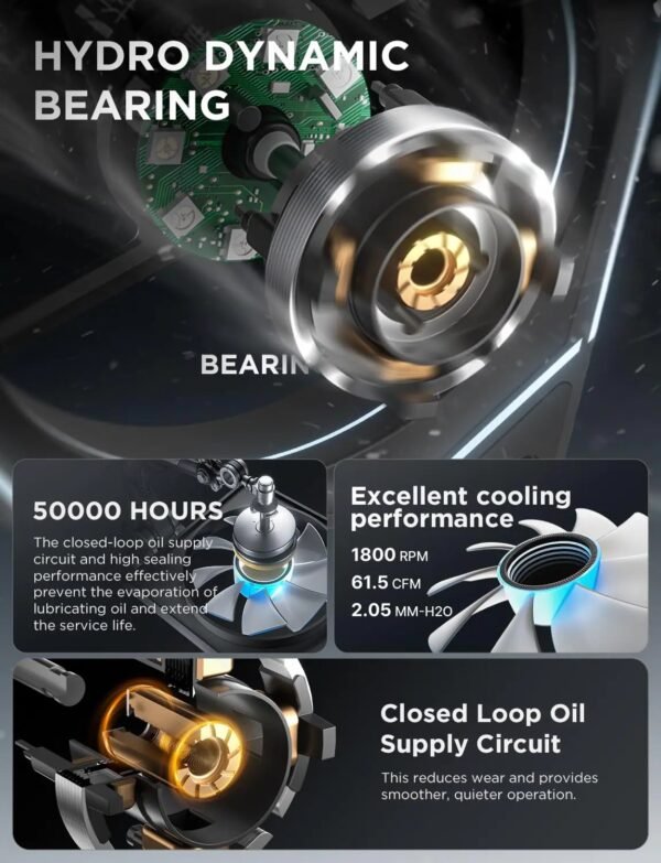 AsiaHorse AMICI GT ARGB 120mm PWM Fan 1-Pack – Forward Black, Infinity Mirror, 24 ARGB LEDs, 1800RPM, 68.5CFM, 2.0mmH2O, HDB Bearing, Low Noise 30dB, Sync-Compatible