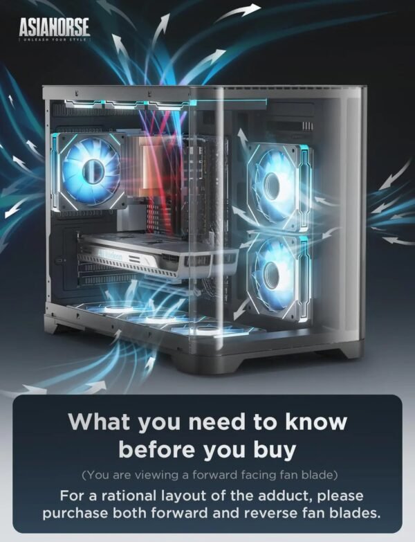 AsiaHorse AMICI GT ARGB 120mm PWM Fan 1-Pack – Forward Black, Infinity Mirror, 24 ARGB LEDs, 1800RPM, 68.5CFM, 2.0mmH2O, HDB Bearing, Low Noise 30dB, Sync-Compatible