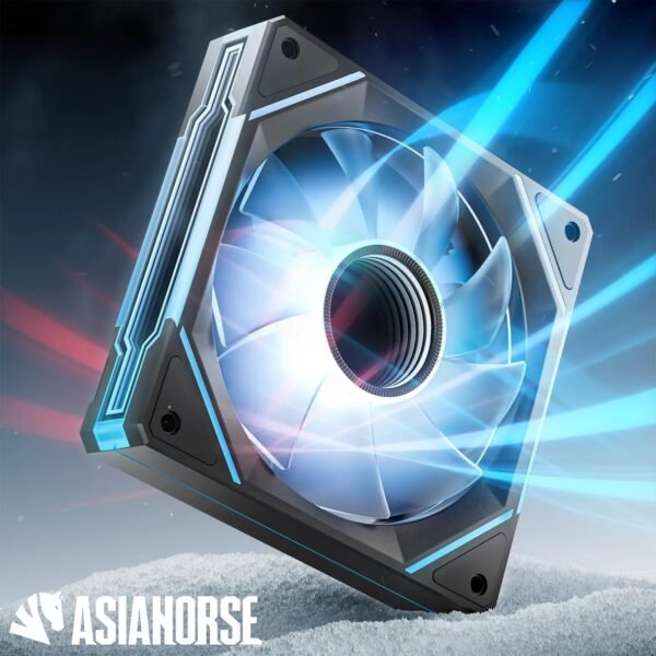 AsiaHorse AMICI GT ARGB 120mm PWM Fan 1-Pack – Reverse Black, Infinity Mirror, 24 ARGB LEDs, 1800RPM, 68.5CFM, 2.0mmH2O, HDB Bearing, Low Noise 30dB, Sync-Compatible