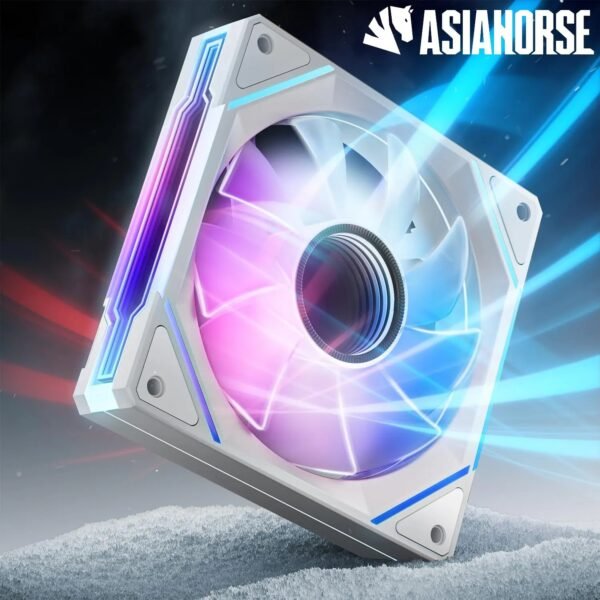 AsiaHorse AMICI GT ARGB 120mm PWM Fan 1-Pack – Forward White, Infinity Mirror, 24 ARGB LEDs, 1800RPM, 68.5CFM, 2.0mmH2O, HDB Bearing, Low Noise 30dB, Sync-Compatible