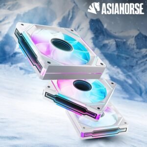 AsiaHorse AMICI GT ARGB 120mm PWM Fan 3-Pack – Reverse White, Infinity Mirror, 24 ARGB LEDs, 1800RPM, 68.5CFM, 2.0mmH2O, HDB Bearing, Low Noise 30dB, Sync-Compatible
