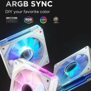 2025/12/1000385363.jpg AsiaHorse AMICI GT ARGB 120mm PWM Fan 1-Pack – Reverse White, Infinity Mirror, 24 ARGB LEDs, 1800RPM, 68.5CFM, 2.0mmH2O, HDB Bearing, Low Noise 30dB, Sync-Compatible
