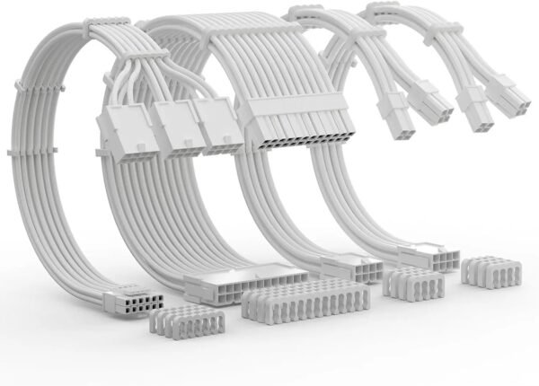 2025/12/1000385368.jpg ASIAHORSE 16AWG PCIe 5.0 4KIT to 3-End 180° GPU Extension Cable – 300mm, Alloy Copper Gold-Plated Terminals, Compatible with RTX 3090Ti, 40 & 50 Series (Snow White)