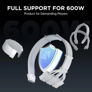 2025/12/1000385370.jpg ASIAHORSE 16AWG PCIe 5.0 4KIT to 3-End 180° GPU Extension Cable – 300mm, Alloy Copper Gold-Plated Terminals, Compatible with RTX 3090Ti, 40 & 50 Series (Snow White)