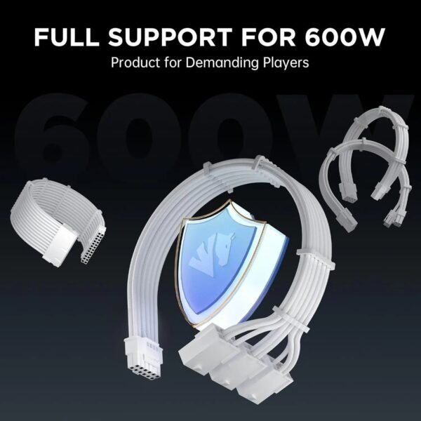 2025/12/1000385370.jpg ASIAHORSE 16AWG PCIe 5.0 4KIT to 3-End 180° GPU Extension Cable – 300mm, Alloy Copper Gold-Plated Terminals, Compatible with RTX 3090Ti, 40 & 50 Series (Snow White)