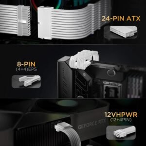 2025/12/1000385372.jpg ASIAHORSE 16AWG PCIe 5.0 4KIT to 3-End 180° GPU Extension Cable – 300mm, Alloy Copper Gold-Plated Terminals, Compatible with RTX 3090Ti, 40 & 50 Series (Snow White)