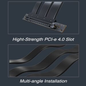 ASIAHORSE PCIe 4.0 Pro Max 90° Riser Cable – 20cm Ultra-Flexible Extension, Full-Speed PCIe 5.0/4.0 Support, EMI Shielding, High Stability for Vertical GPU Mounting