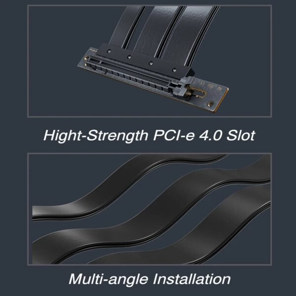 ASIAHORSE PCIe 4.0 Pro Max 90° Riser Cable – 20cm Ultra-Flexible Extension, Full-Speed PCIe 5.0/4.0 Support, EMI Shielding, High Stability for Vertical GPU Mounting