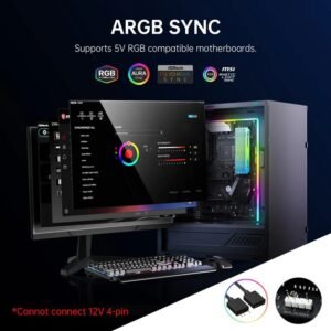 ASIAHORSE X-ATX ARGB LED Strip for Motherboards – 28 Addressable RGB LEDs, 5V 3-Pin Aura Sync Compatible, Flexible Light Bar for ATX PC Builds (Black)