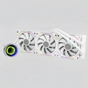 2025/12/1000385537.jpg ASIAHORSE WK-A360 AIO Liquid CPU Cooler | Cylinder Infinity Mirror ARGB Pump, 360mm Radiator, 3x 120mm Fans With White Blades & ARGB Strip Frame | WHITE