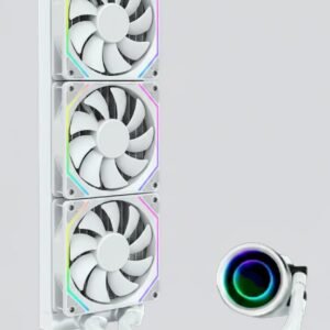 2025/12/1000385538.jpg ASIAHORSE WK-A360 AIO Liquid CPU Cooler | Cylinder Infinity Mirror ARGB Pump, 360mm Radiator, 3x 120mm Fans With White Blades & ARGB Strip Frame | WHITE