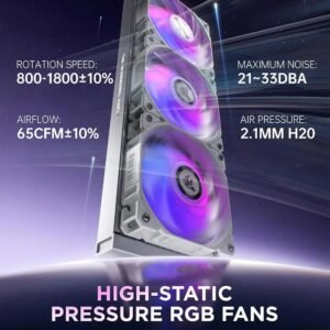 2025/12/1000385550.jpg ASIAHORSE Knight W360 ARGB AIO Liquid Cooler White – 360mm Radiator, LCD Display, 3 ARGB Fans, Dual-Pump Design, 330W Cooling, 400mm Tubes, Copper Base