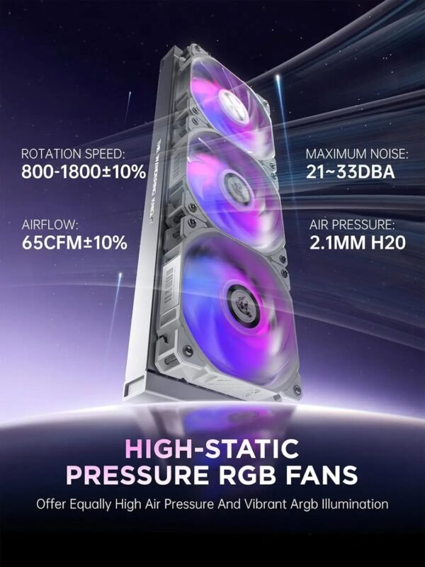 2025/12/1000385550.jpg ASIAHORSE Knight W360 ARGB AIO Liquid Cooler White – 360mm Radiator, LCD Display, 3 ARGB Fans, Dual-Pump Design, 330W Cooling, 400mm Tubes, Copper Base