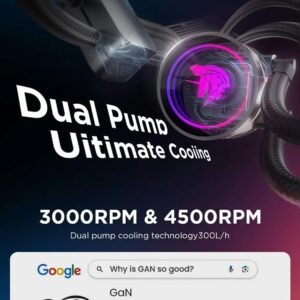 2025/12/1000385551.jpg ASIAHORSE Knight W360 ARGB AIO Liquid Cooler White – 360mm Radiator, LCD Display, 3 ARGB Fans, Dual-Pump Design, 330W Cooling, 400mm Tubes, Copper Base