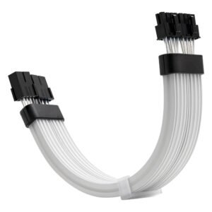 ASIAHORSE 18AWG 2×8 Pin ARGB GPU Extension Cable – Black | Dual 8-Pin PCIe Strimer | 300mm Silicone-Sleeved | AURA Sync Compatible | 54 Addressable LEDs