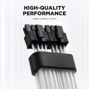 ASIAHORSE 18AWG 2×8 Pin ARGB GPU Extension Cable – Black | Dual 8-Pin PCIe Strimer | 300mm Silicone-Sleeved | AURA Sync Compatible | 54 Addressable LEDs