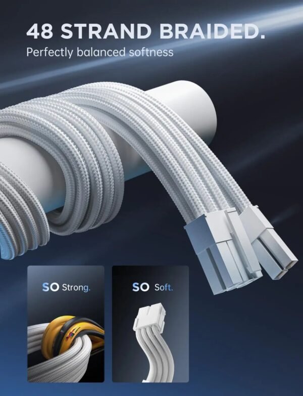 2025/12/1000386983.jpg ASIAHORSE Snow Series PSU Cable Extension Kit – 16AWG Cotton Sleeved, 6-Pack, Double CPU Support, 300mm Length, PET Braided, Gold-Plated Terminals, White