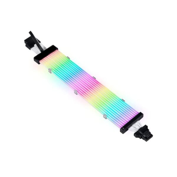 ASIAHORSE 16AWG GPU 12-Pin to 4-Pin 1-to-1 RGB Strimer Cable – Black | Silicone Sleeved | AURA Sync Compatible | Flexible Extension with Vibrant Lighting