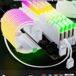 2025/12/1000386989.jpg ASIAHORSE 16AWG GPU 12-Pin to 4-Pin 1-to-1 RGB Strimer Cable – White | Silicone Sleeved | AURA Sync Compatible | Flexible Extension with Vibrant Lighting