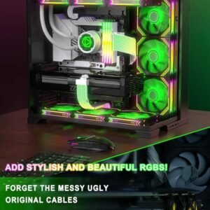 2025/12/1000386990.jpg ASIAHORSE 16AWG GPU 12-Pin to 4-Pin 1-to-1 RGB Strimer Cable – White | Silicone Sleeved | AURA Sync Compatible | Flexible Extension with Vibrant Lighting