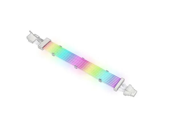 AsiaHorse 16AWG GPU 12VHPWR to 4-Pin 1-to-1 Dual SR ARGB Extension Cable White | 54 LEDs | 5V 3-Pin Sync | 340mm Length | Silver-Plated Wire | Silicone Build