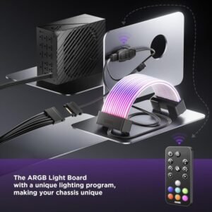 2025/12/1000387117.jpg ASIAHORSE AURORA PRO ARGB PSU Cable Cover – 108 LEDs | 5V 3-Pin Sync | Fits 24-Pin & Dual 8-Pin GPU Cables | Black Cover | Clean Aesthetic Cable Management