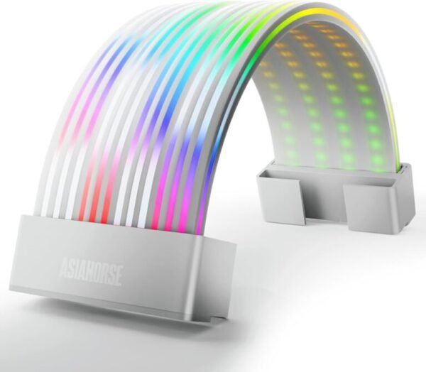 2025/12/1000387119.jpg ASIAHORSE AURORA PRO ARGB PSU Cable Cover – 108 LEDs | 5V 3-Pin Sync | Fits 24-Pin & Dual 8-Pin GPU Cables | White Cover | Clean Aesthetic Cable Management