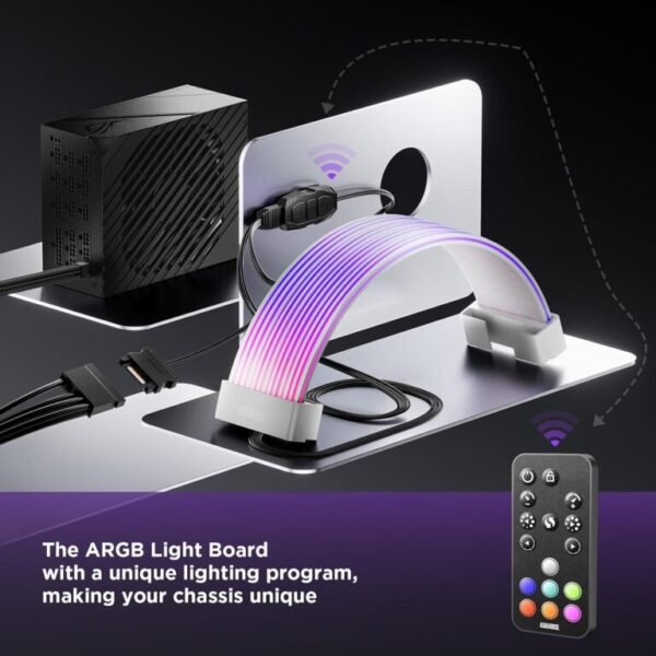 2025/12/1000387123.jpg ASIAHORSE AURORA PRO ARGB PSU Cable Cover – 108 LEDs | 5V 3-Pin Sync | Fits 24-Pin & Dual 8-Pin GPU Cables | White Cover | Clean Aesthetic Cable Management