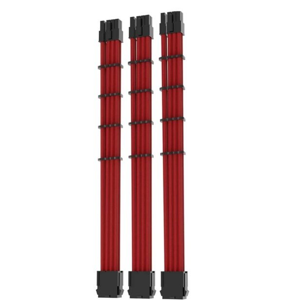 2025/12/1000387125.jpg ASIAHORSE 18AWG 8(6+2) Pin GPU Extension Cable Kit – 3-Pack, 30cm, Red Sleeved, Phosphor Bronze Terminals, Black Shell, High-Durability PCIe Power Extension
