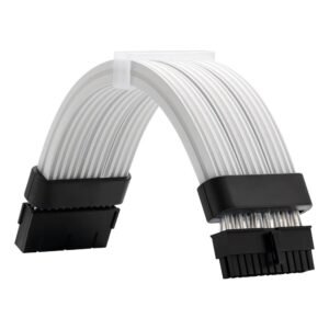 ASIAHORSE 24-Pin ARGB Extension Cable Black – 18AWG Sleeved, Dual LED Module, 60 Addressable LEDs, 5V 3-Pin A-RGB, 260mm Length, ATX PSU Cable for AURA Sync