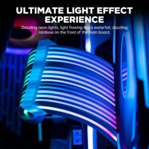 ASIAHORSE 24-Pin ARGB Extension Cable White – 18AWG Sleeved, Dual LED Module, 60 Addressable LEDs, 5V 3-Pin A-RGB, 260mm Length, ATX PSU Cable for AURA Sync