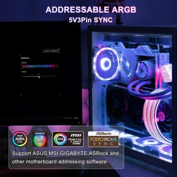 2025/12/1000387144.jpg ASIAHORSE 18AWG 24-Pin ARGB Single SR Strimer – White | 120 LED Beads | 5V 3-Pin Sync with AURA, MSI, Gigabyte, ASRock | TPE Silicone-Sleeved Cable Extension