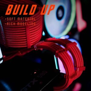 2025/12/1000387199.jpg ASIAHORSE 18AWG Red PSU Cable Extension Kit – 4 Pack (24-Pin ATX, 4+4 Pin EPS, 2x PCI-E 6+2) Braided Sleeved, Soft Nylon, Cable Combs, Universal Compatibility